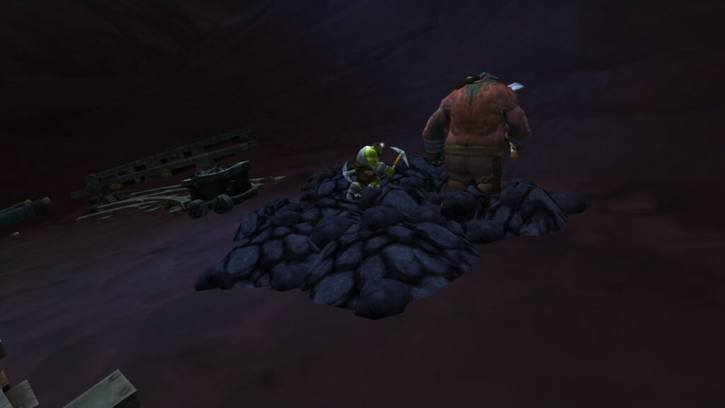 WoW an orc and an ogre are working at the mine